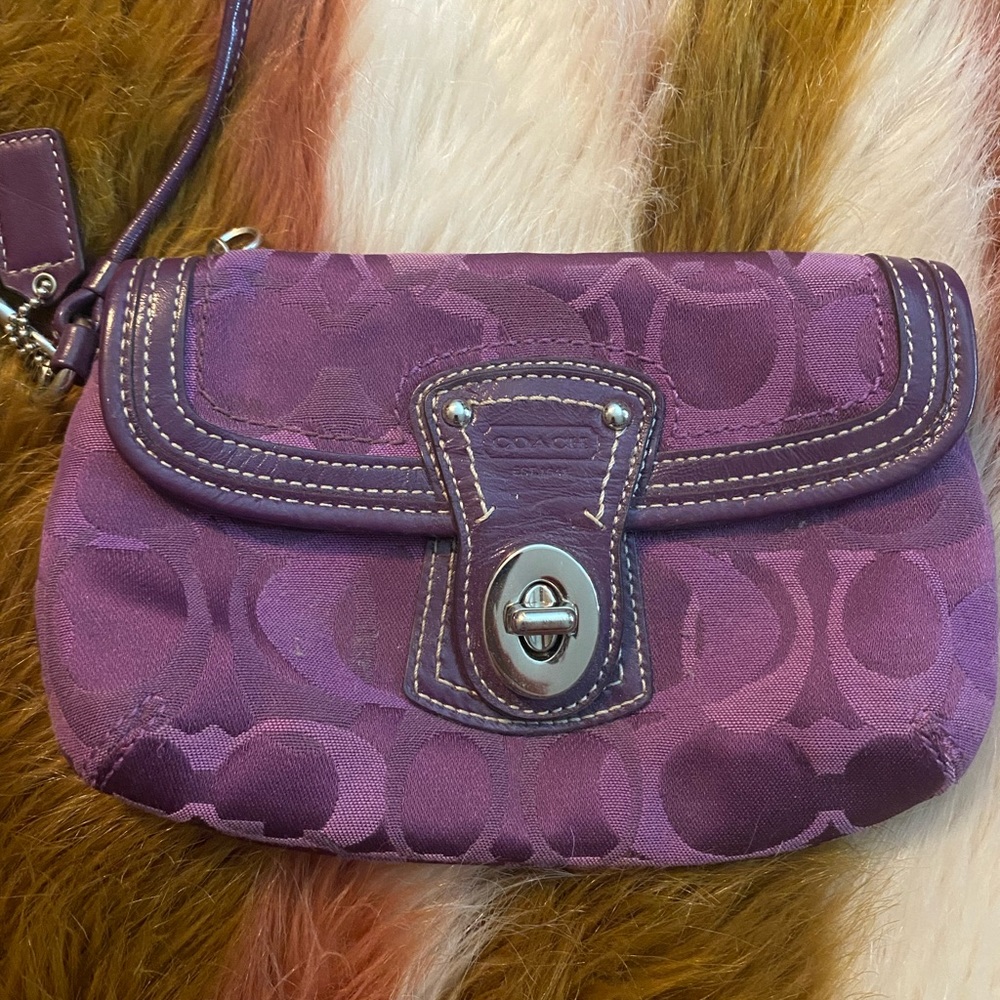 Purple Coach wristlet